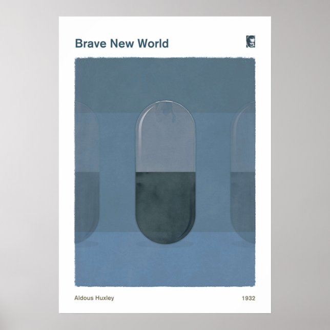 Modig New World Aldous Huxley Dystopian Social Sci Poster (Framsidan)
