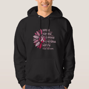 Modig och tacksam medvetenhet om bröstcancer hoodie
