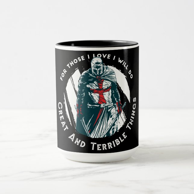 Modig riddare Citat Design Mugg (Center)