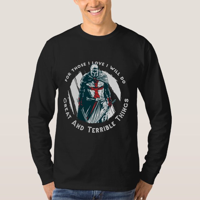 Modig riddare Citat Design T Shirt (Framsida)
