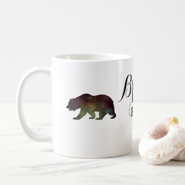 Modig som en björn Akvarelltypografi Kaffemugg (Med munk)