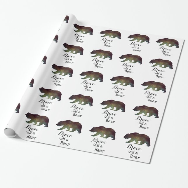 Modig som en björn Akvarelltypografi Presentpapper (Utrullad)