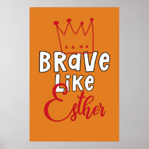 Modig som Esther - inspirerande judisk Purim Art Poster