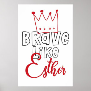 Modig som Esther - inspirerande judisk Purim Art Poster