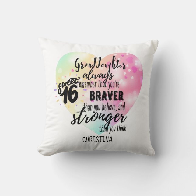 Modig Stark Quote Granddotter Sweet16-Anpassningsb Kudde (Framsida)