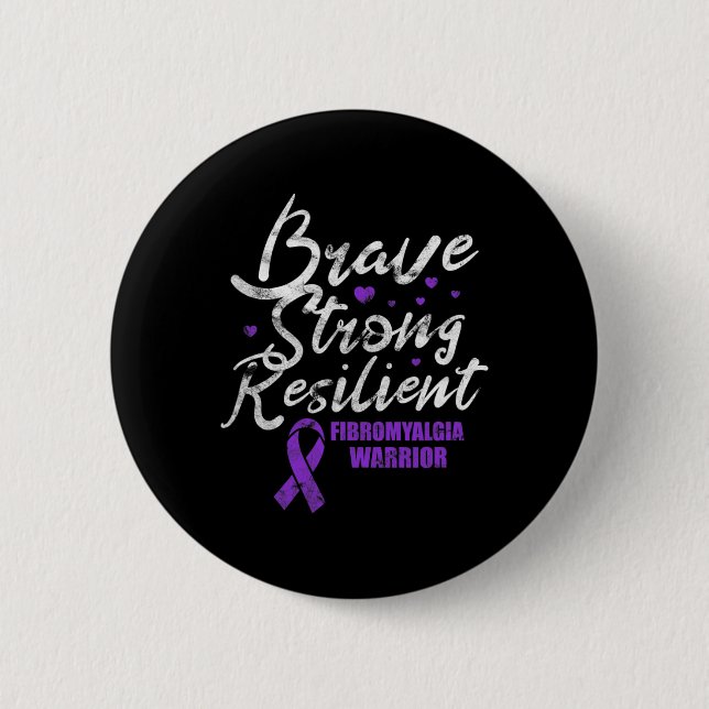 Modig Stark Resilient Fibro Awareness Grunge Knapp (Framsida)