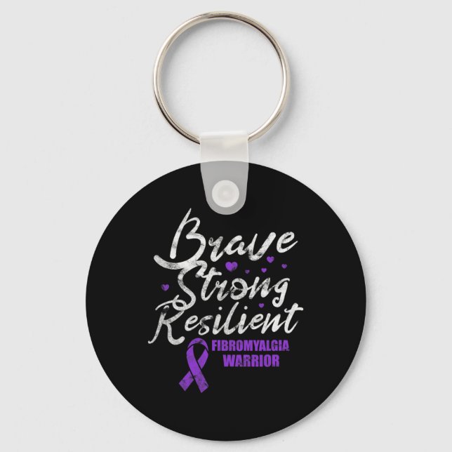Modig Stark Resilient Fibro Awareness Grunge Nyckelring (Framsida)
