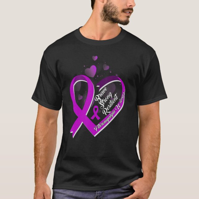 Modig Stark Resilient Fibromyalgia Warrior Awaren T Shirt (Framsida)