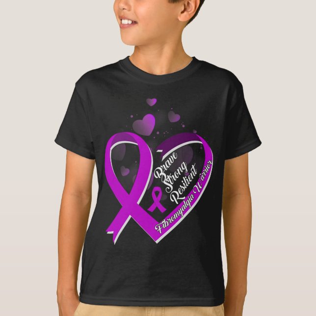 Modig Stark Resilient Fibromyalgia Warrior Awaren T Shirt (Framsida)
