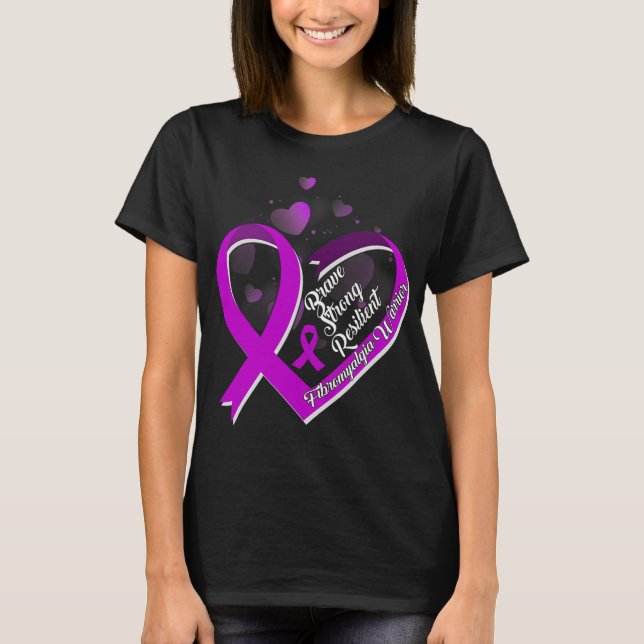 Modig Stark Resilient Fibromyalgia Warrior Awaren T Shirt (Framsida)