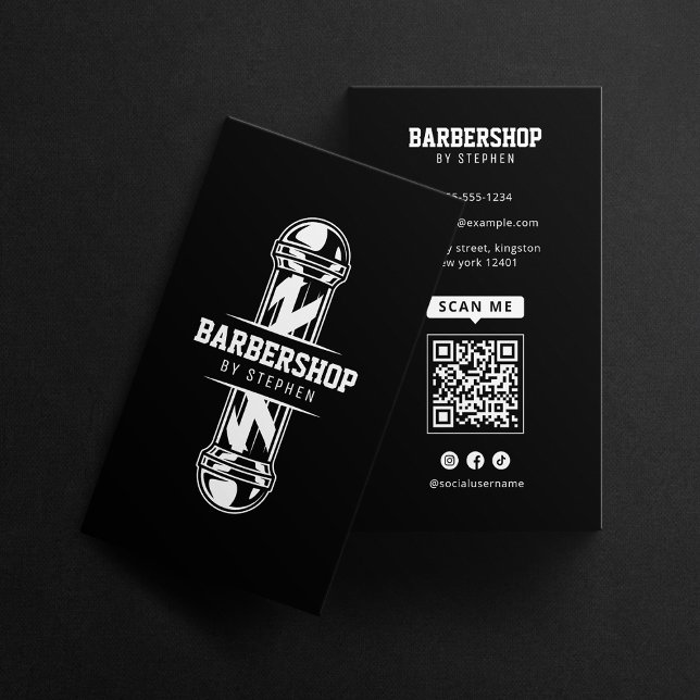 Modig svart barbershop frisör frisörskapare visitkort (Skapare uppladdad)