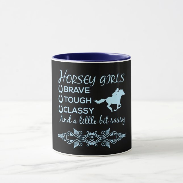 Modig Tuff Classy Horse Girl i Light Blue Mugg (Center)