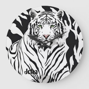 Modig, unik vit tiger-klocka stor klocka