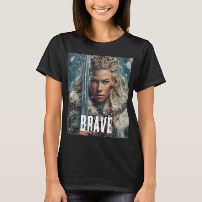 modig vikingkvinna  t shirt (Framsida)