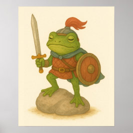 Modig Warrior Frog på en sten Poster