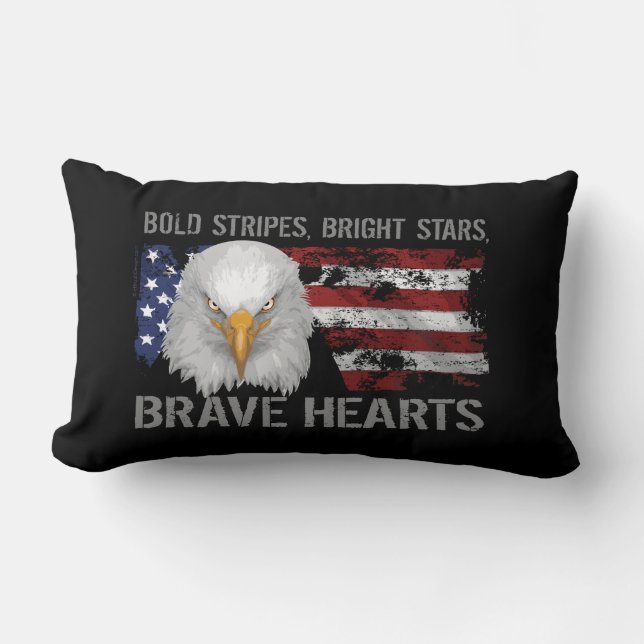 Modiga amerikanska Hearts Lumbarkudde (Framsida)