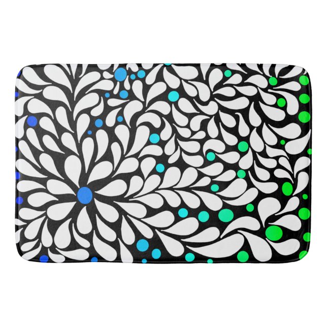 Modiga blommor med blå teal ombre badrumsmatta (Framsidan)