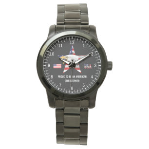 Modiga Eagle, Amerikanska Flagga, Patriotic Armbandsur