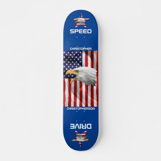 Modiga Eagle, Amerikanska Flagga, Patriotic Mini Skateboard Bräda 18,5 Cm (Framsida)