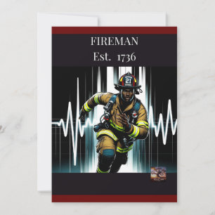"Modiga Heros Firande: Black Firefighter Birth Julkort