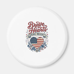 Modiga hjärtan patriotisk vintage blommig skjorta magnet
