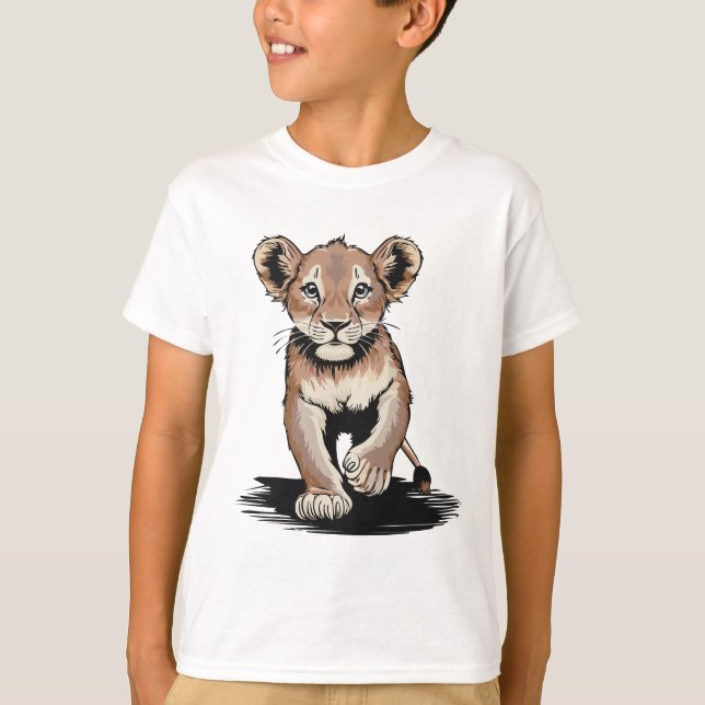 Modiga lilla Lejona Unge Kids T Shirt (Framsida)