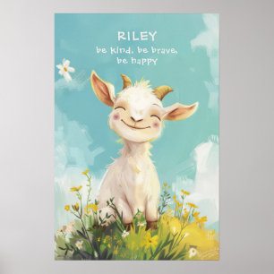 Modiga Lycklig Goat-Personligen Nursery Kids Poster