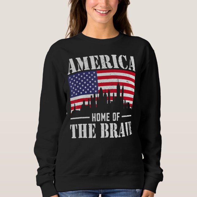 Modiga USA flagga:s amerikanska hem T Shirt (Framsida)