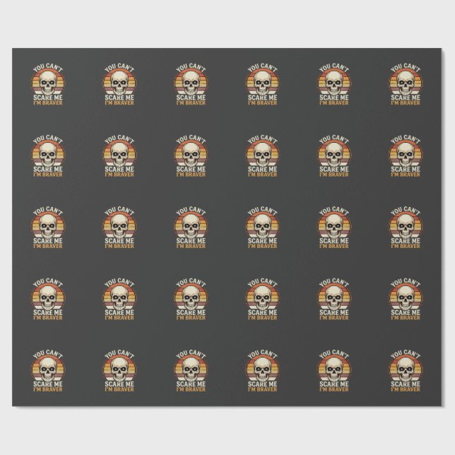 Modigare Halloween Skalle Retro Skräck Design_1 Presentpapper (Platt)