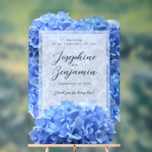 Modigare välkomstsignatur för blå Bröllop-Blommigt