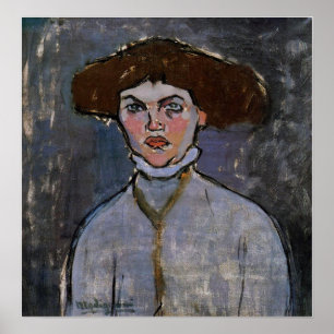 Modigliani - chef för en ung kvinna 1908 poster