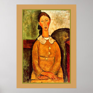 Modigliani - En flicka i en gult klänning Poster