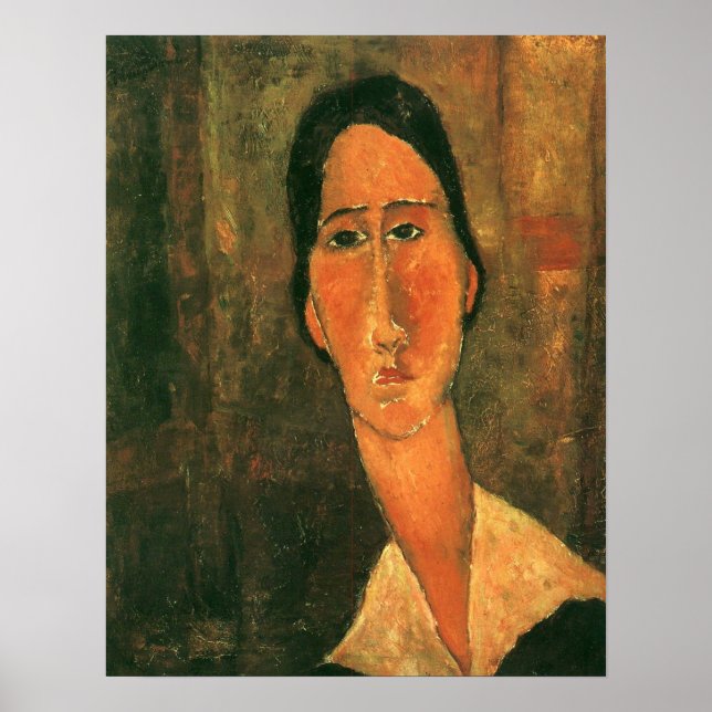 Modigliani - Jeanne H Buterne med en vit krage Poster (Framsidan)