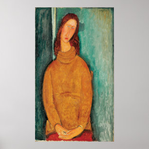 Modigliani - Jeanne Hebuterne i en Gult Jumper Poster