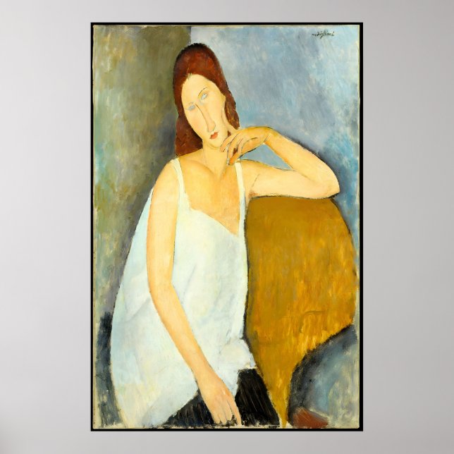 Modigliani Kvinna med rött hår Tryck Modernist (Framsidan)