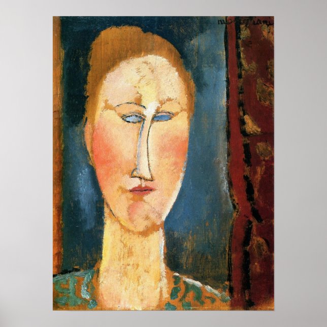 Modigliani - Kvinnans huvud med rött hår Poster (Framsidan)