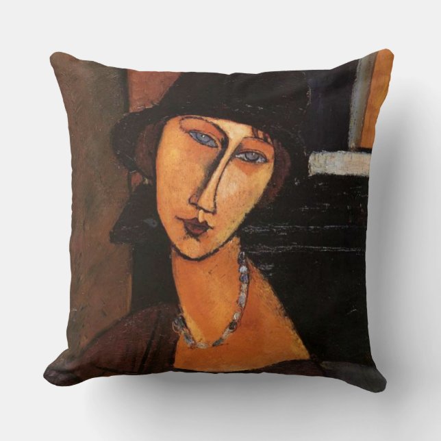 Modigliani - Porträtt av Jeanne Hebuterne Kudd Kudde (Framsida)
