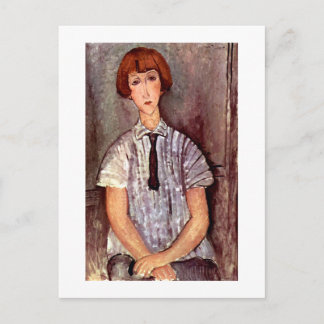 Modigliani porträtt Young Girl in Stripe Blouse Vykort