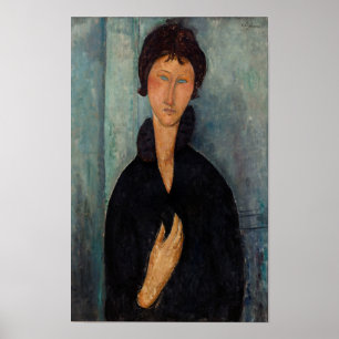Modigliani Woman in Black with Blue Art Print Poster