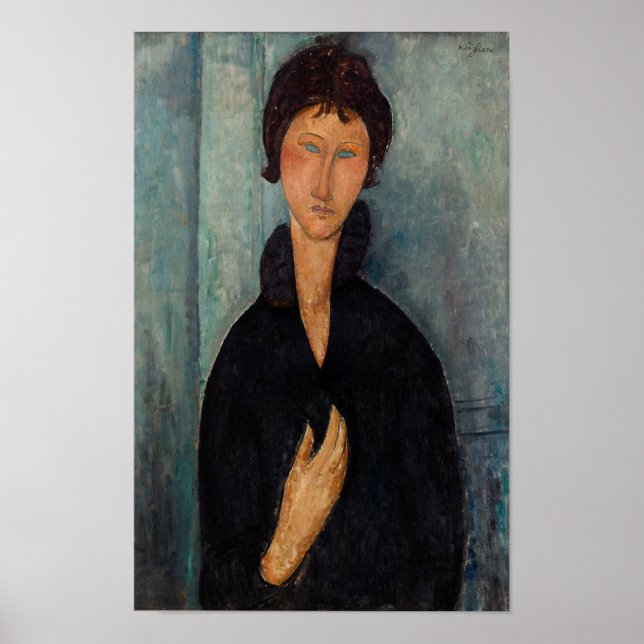 Modigliani Woman in Black with Blue Art Print Poster (Framsidan)