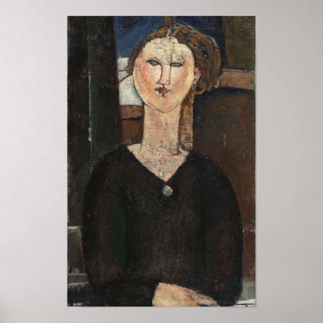 Modigliani Woman med Brooch Modern Art Print Poster (Framsidan)