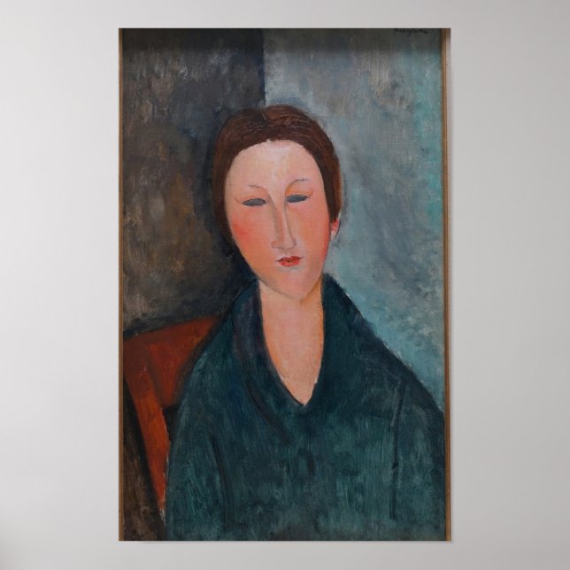 Modigliani Woman with Closed Ögon Art Print Poster (Framsidan)