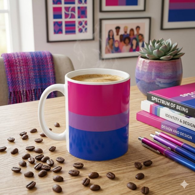 Modigt Bi: Bisexuell Stolthet Kaffemugg (Skapare uppladdad)