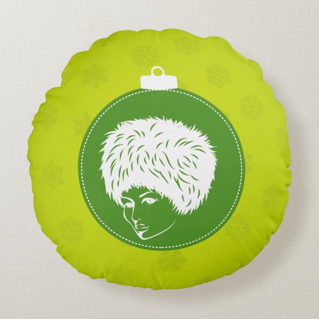 Modisk Lime-jul Rund Kudde (Framsidan)