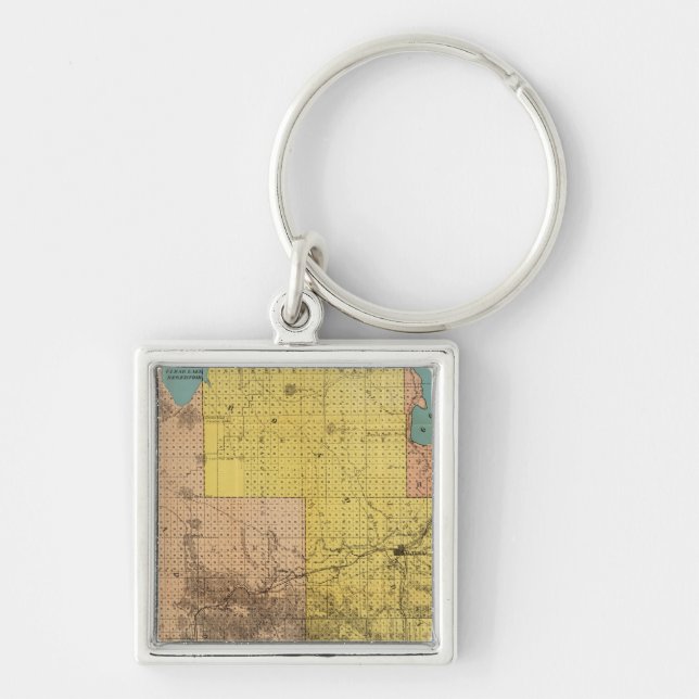 Modoc County Fyrkantig Silverfärgad Nyckelring (Framsidan)