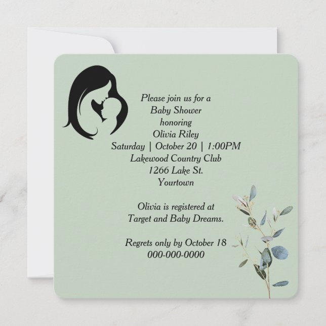 Mödrar- och barnbabyshower inbjudningar (Framsida)