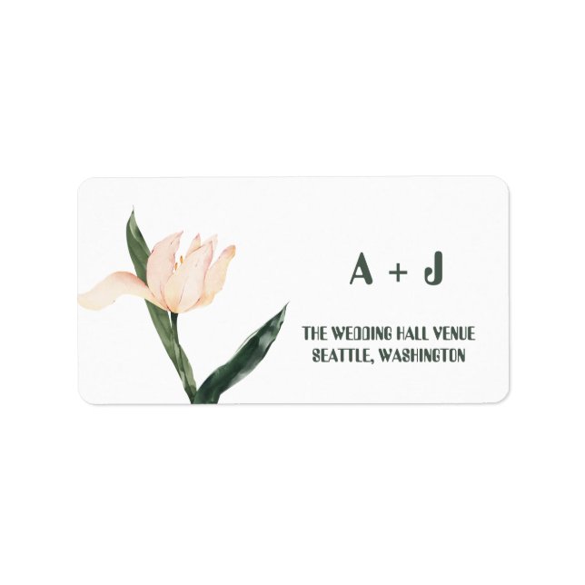 Modren blush pink floral  adressetikett (Framsidan)