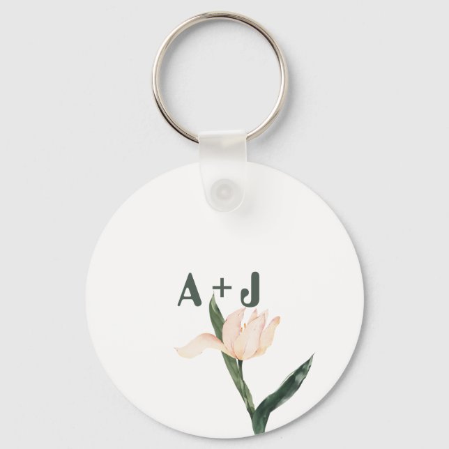 Modren blush pink floral nyckelring (Framsida)