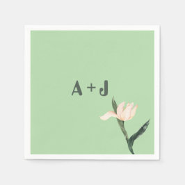 Modren blush pink floral pappersservett