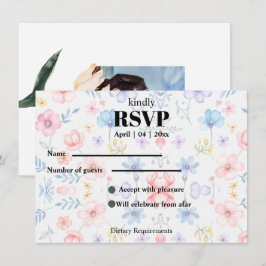 Modren blush pink floral  RSVP Card Inbjudningar